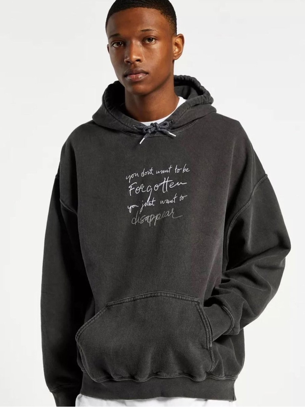 Urban Outfitters Washed Black Graphic Hooded Sweatshirt - Unisex
